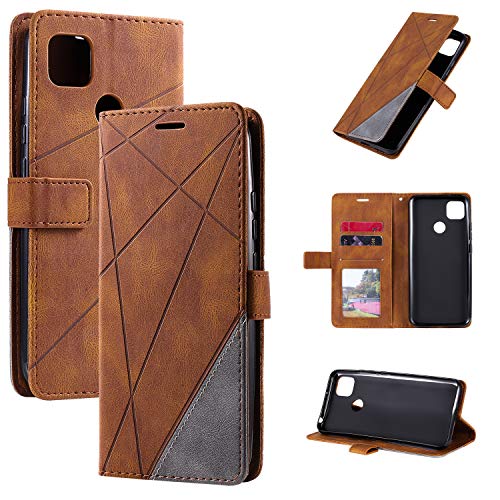 QiongniAN Funda para Xiaomi Redmi 9C Funda Protectora de Cuero,Funda para Xiaomi Redmi 9C M2006C3MG / Redmi 9C NFC M2006C3MNG Funda Carcasa Case Brown