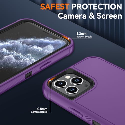 Image of SunStory Compatible with iPhone 11 Pro Max Case with HD Screen Protector, 3-Layer Heavy Duty Full-Body Cover,3 in 1 Hybrid Protective Case for iPhone 11 Pro Max 6.5 inch,Purple