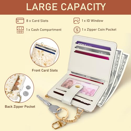 Image of Jogjam Funny Taco Lover Burrito Tortilla Rfid Women Wallet, Small Slim Thin Compact Credit Card Wallet, PU Leather Bifold Cash Wallet, Zipper Coin Pocket ID Window, Girls Girly Teens Gifts