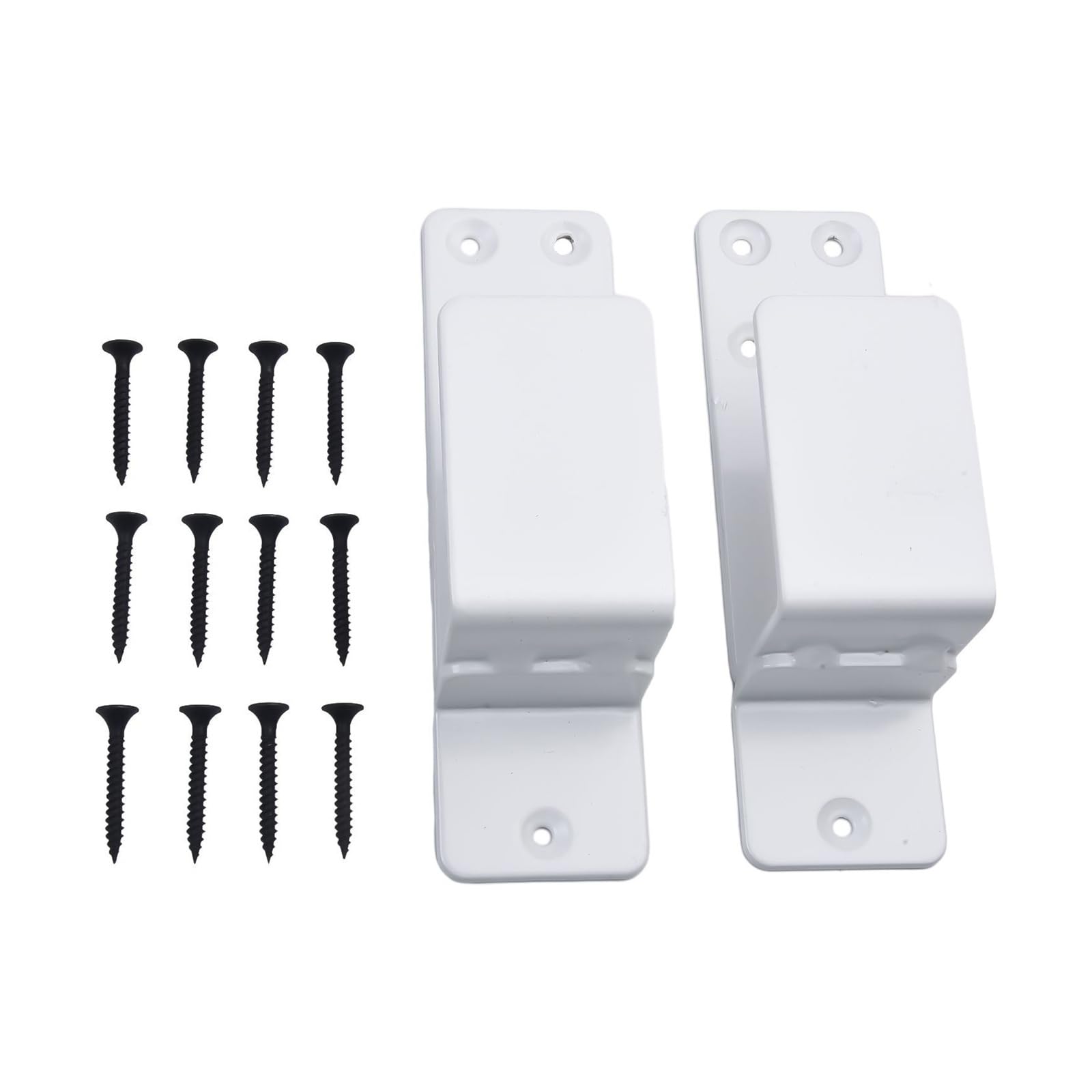 Strafbrg Bianco 2Pcs Door Barricade Brackets Home Security Heavy Duty Reinforcement Lock Metal Bar Bracket,Smooth Gliding