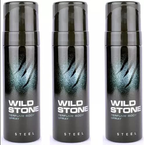 Wild Stone Steel deo pack of 3 Perfume Body Spray - For Men (360 ml, Pack of 3)