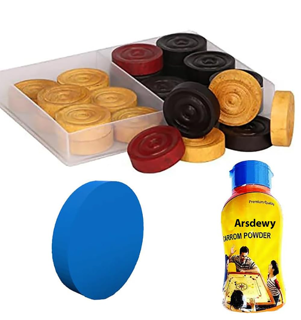 Natraj Wooden Carrom Coins (24 Carrom Coins with 1 Striker & 1 Powder)