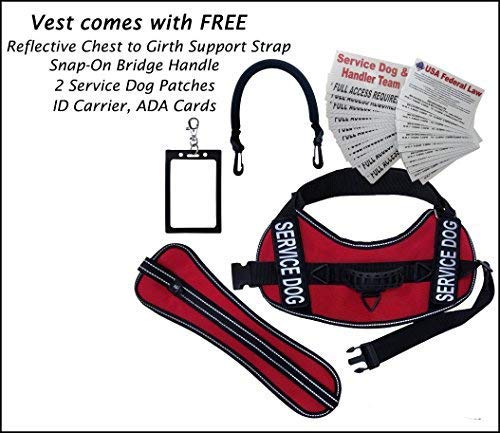 Activedogs Service Dog Vest Harness + Free Clip-On Bridge Handle + Free Clip-On Id Carrier + Free Ada Cards + Free Reflective Service Dog Patches (Xs (Girth 16”-20”), Red) #TOP7