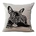 Hengjiang - Bel copri-cuscino in cotone e lino con bulldog francese stampato, copri-cuscino decorativo con immagine di cane 07