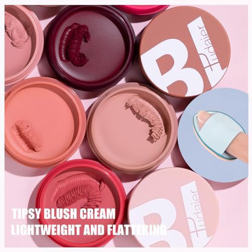 Cream Blush,Creamy Cheek Blush with finger puff, Easy-to-Blend Formula for a Natural Hint of Sheer Lip and Cheek Colour Long-Wear, Matte, Lightweight Natural Nude Makeup Blusher for Cheeks and Lips - Image 6