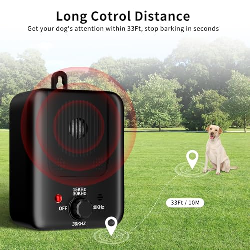 Anti Bell Gerät Hunde, 3 Modi Antibell Ultraschall Gerät, 33 Fuß Stopp Hundebell Gerät, IPX4 Wasserdichtes Anti-Bell-Mittel für Hunde das Training Großer Kleiner Hunde im Freien Innenbereich Antibell