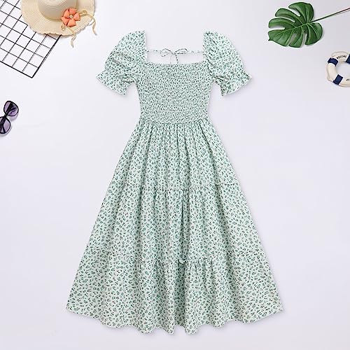 AWIBMK Mommy and Me Dress Summer Casual Floral Print Flutter Sleeve Ruffle Flowy Beach Hawaiian Vacation Dresses3
