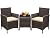 Greesum 3 Pieces Patio Furniture Sets Outdoor PE Rattan Wicker Chairs with Soft Cushion and Glass Coffee Table for Garden Backyard Porch Poolside, Brown and Beige
