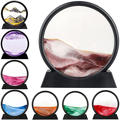 LINPING Peinture de sable fluide, image de sable dynamique, affichage 3D mer profonde en mouvement, image de sable mobile, décoration de travail de bureau à domicile relaxante (brun)