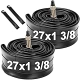 Hycline 自転車 チューブ 24/26/27x1 3/8インチ ママチャリ シティサイクル 折りたたみ式 タイヤチューブ EV 英式バルブ バイク対応 クリンチャー 27x1 3/8inch ちゅうぶ 2本セット タイヤレバー付き