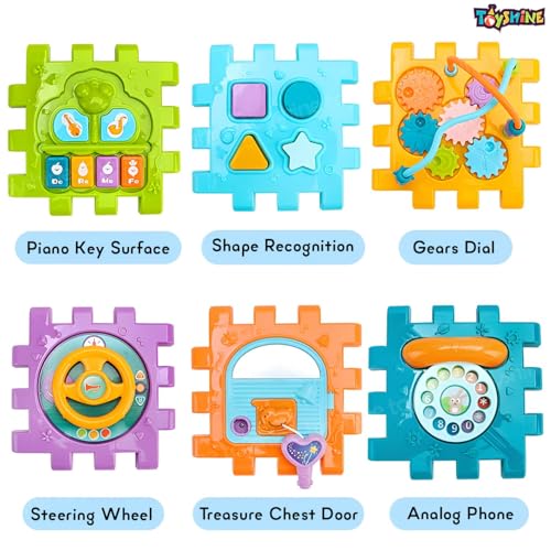 Image of Toyshine 6 in 1 Educational Shape Sorter Baby Activity Cube Montessori Toy Gift for Babies 6-18 Months, Multicolor