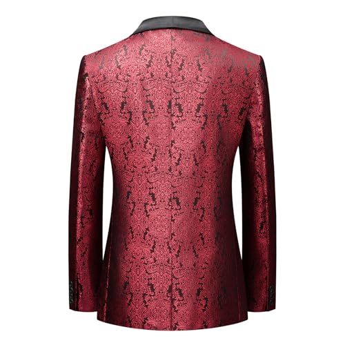 Men's Suit Slim Fit Luxury Shiny Floral Tuxedo Blazer Jacket for Wedding Party Prom Peaked/Shawl Lapel2