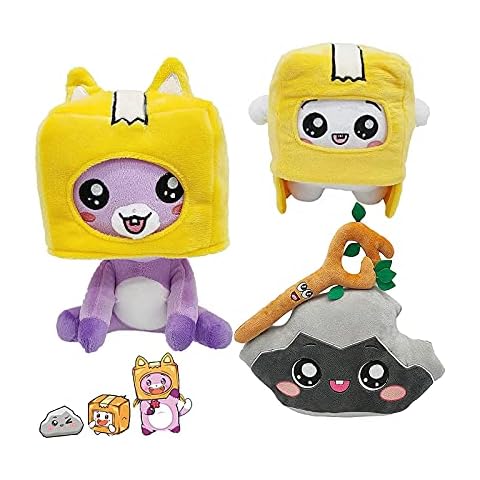 LANKYBOX Plush Anime Toys,Foxy Boxy Rocky Soft Stuffed Plushies Removable Cute Robot Doll Home Living Room Sofa Office A Lovely Gift Cover
