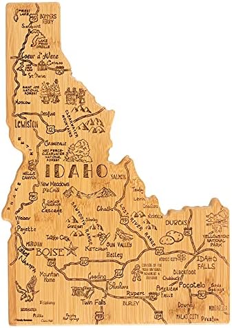 Totally Bamboo Destination Idaho State Shaped Serving and Cutting Board, Includes Hang Tie for Wall Display