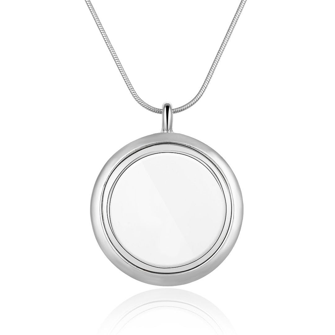 1 collana con medaglione galleggiante in acciaio inox, ideale come regalo per anniversario, compleanno, mamma, Peltro