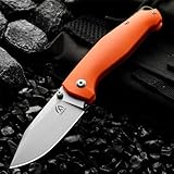 HUANG FU Klappmesser mit G10 Fiber Griff, Taktisches Outdoor-Messer mit 9.5cm Edelstahlklinge, Ergonomisches Design, Rutschfest und Feuchtigkeitsbeständig, (orange)