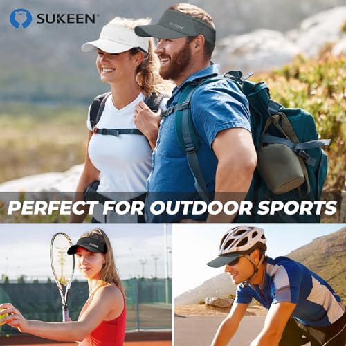 Image of Sukeen 3 Pack Sports Sun Visor Men Women Lightweight Packable Cooling Stretchy Visor Hat for Running, Tennis, Golf