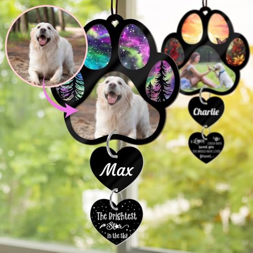 Custom Photo Dog Memorial Suncatcher Customized Sun Catcher Gift for Someone Who Lost A Dog Cat Gifts Sun Catcher Passing Away Bereavement Present, Loss of Dog Cat Sympathy Gift