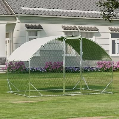 Garvee Metal Large Chicken Coop, Chicken Run for Yard with Strengthen Support, Outdoor Poultry Cage with Waterproof and Anti-Ultraviolet Cover for Outdoor Farm Use(9.8 ft W x 6.5 ft L x 6.5 ft H