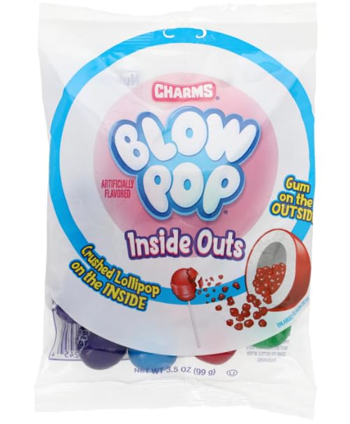 Blow Pop, adentro hacia afuera, piruleta triturada en el interior, goma de mascar en el exterior