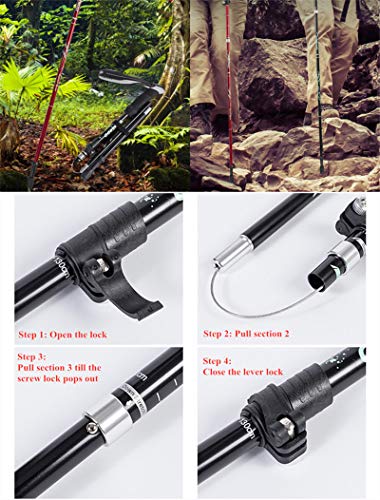 image for JJZS Hiking Trekking Poles Collapsible - 2 Pack, Durable Aluminum 7075