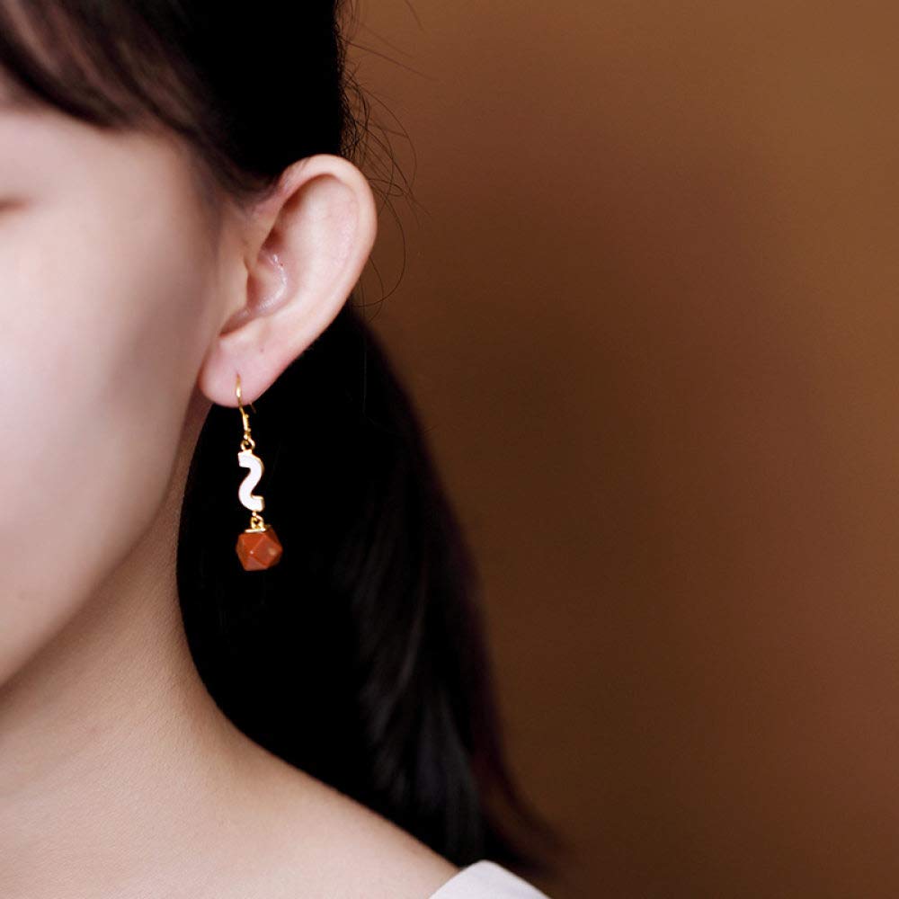 Vintage Largo Aretes De Plata Esterlina S925 Mujeres Geometría Ágata Roja Forma En S Encanto Elegante De Estilo Chino De Gama Alta De Temperamento Temperamento Don