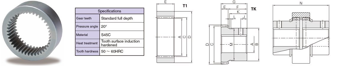 KHK GC2-I, 2, 40 Tooth, Gear Coupling Outer Rings