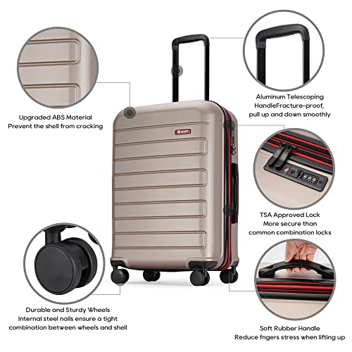 ABS Luggage with TSA Locks,Large 28-Inch Expandable, and Friction-Resistant in Champagne Spinner Suitcases2