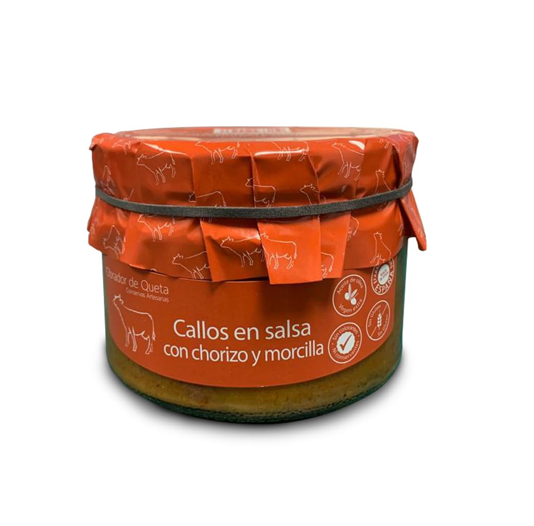 Trippa in salsa con chorizo ​​e sanguinaccio 560gr (Confezione da 4). Trippa alla Madrilena. Ricetta familiare, fatta in casa e artigianale. Conserve gourmet. Prodotto 100% fabbricato Spagna.