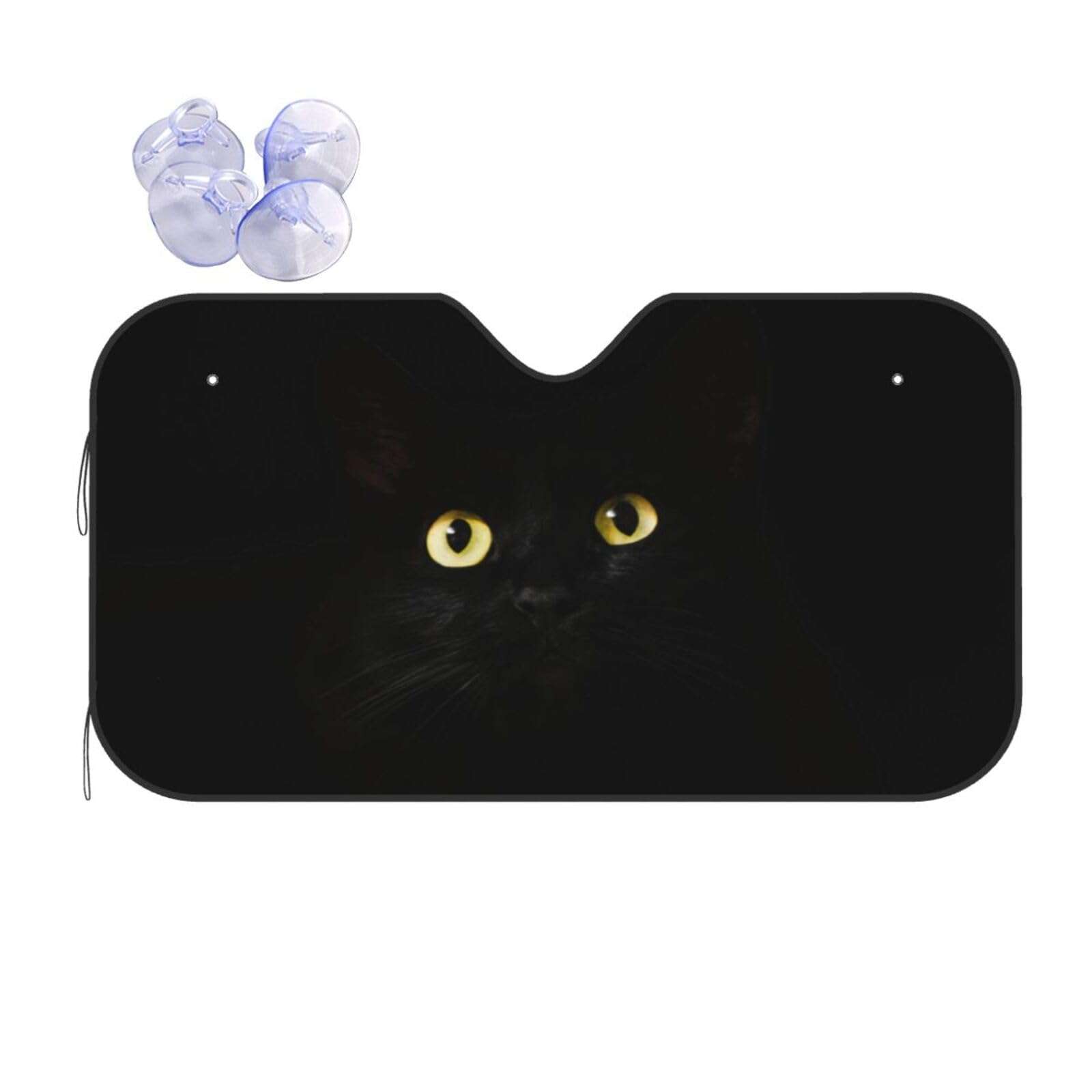 Amazon | おしゃれ かわいい 黒猫 猫柄 車用サンシェード