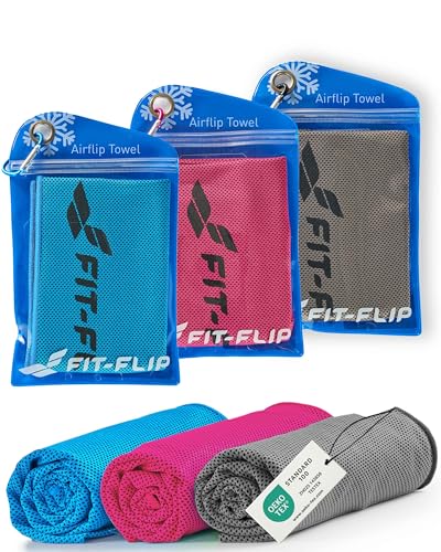 Fit-Flip Kühltuch 3er Set – kühlendes Handtuch Fitness und Sport – mikrofaser...