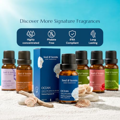 Image of Soul & Scents 15ml Ocean Fragrance Oil | Aroma Diffuser Oil for Vaporizer Reed Diffuser Oil Burner | Candle & Soap Making | Aromatherapy | Freshener | Long Lasting Home Bedroom Office Spa