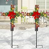 2 Pcs Nativity Scene Outdoor Yard Stakes Metal Christmas Light Decorations LED Christmas Decorations Nativity Scene Outdoor Solar Outdoor Lighted Nativity Scene for Pathway Garden Lawn (Cross)