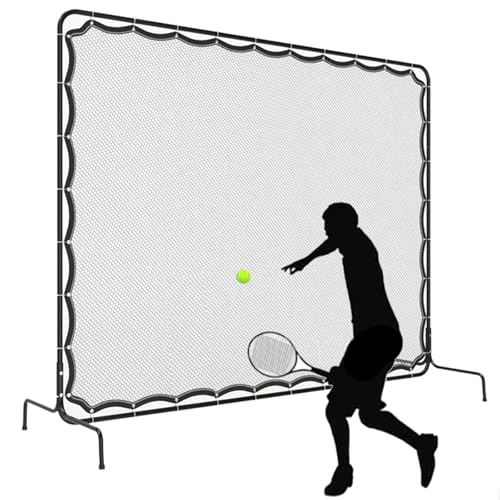 Tennis Rebound Net Equipment Set - 9.6 x 7Ft Rebounder Net for Tennis & Racquet Sports Ball & Pickleball, Multi-Sport Training Bounce Back Net (Balls and Rackets Not Included)