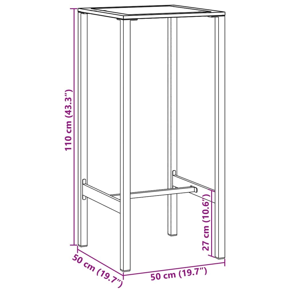 Fengshui Stolik barowy czarny 50 x 50 x 110 cm stal malowana proszkowo