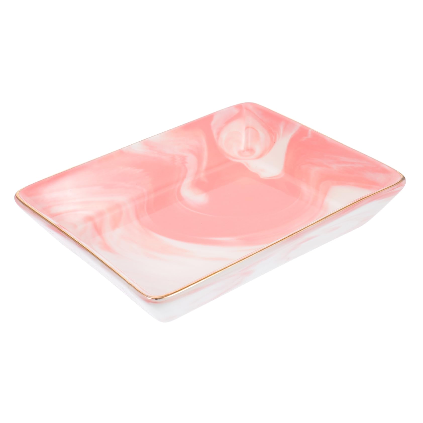 WESIEVYA 1pc Ceramic Storage Tray Jewelry Plate Nordic Jewelry Storage Tray Bracelet Holder Stand Ring Tray Jewelry Tray Kitchen Sink Tray Cupcake Toppers Cake Decorations Pink Ceramics