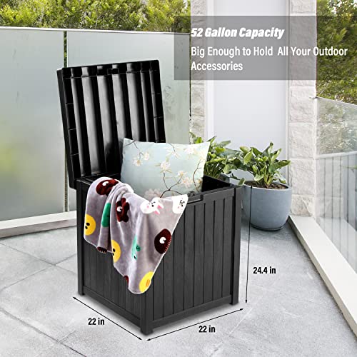 GDY 55 Gallon Patio Storage Deck Box, Outdoor Storage Plastic Bench Box, Resin Wicker Storage Container Bench Seat - Image 3