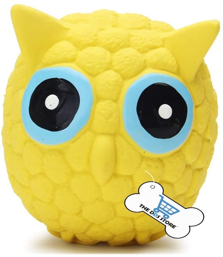 THE DDS STORE Dog Squeak Toy Latex Puppy Play Owl Ball Dog Toy, Interactive Toy for Play & Training-1 Piece (1556-S)