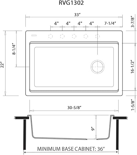 Miniatura 9 de Ruvati RVG1302WH - Fregadero de cocina con estación de trabajo de 33 pulgadas, fregadero de cocina blanco de alta calidad, fregadero de estación de