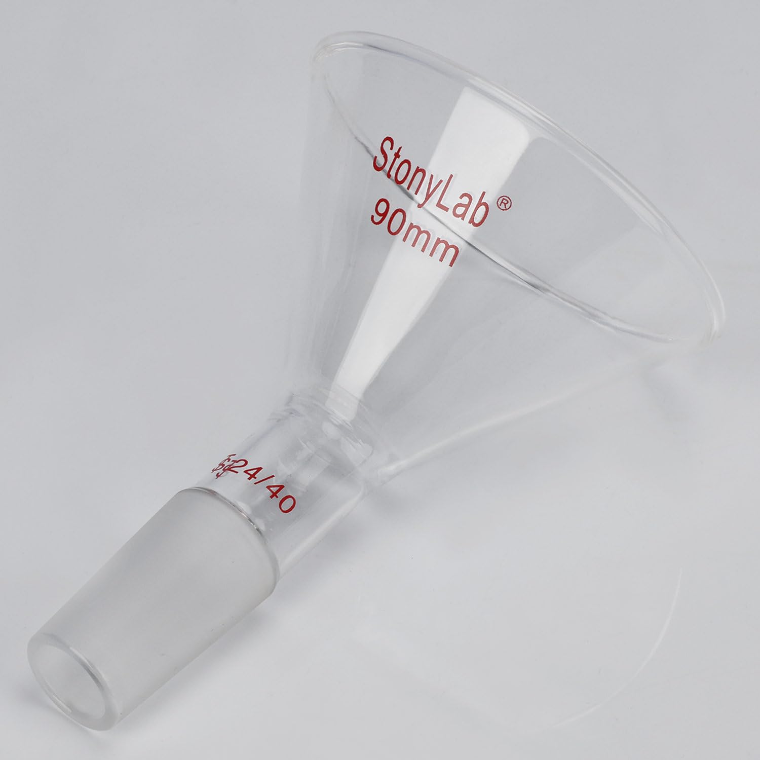 stonylab Entonnoir de Oblique en Verre, Entonnoir Triangulaire Incliné à Verre Borosilicaté de 60 Offset avec Joint Standard 24/40 pour les Matériaux de Laboratoire Complétant, 90 mm