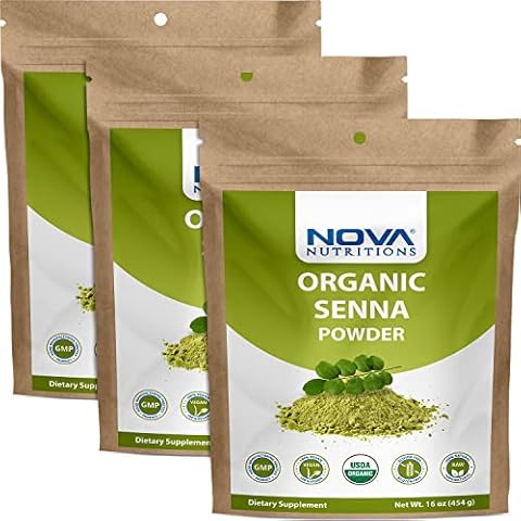 Nova Nutritions 3 Pack Certified Organic Senna Powder 16 OZ (454 Gram) - an Ayurvedic Herb Cover
