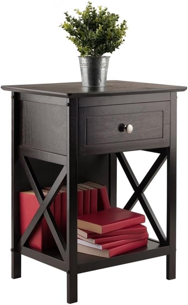 Xylia Transitional Coffee Wood End Table with Storage