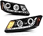 [For 2008-2012 Honda Accord Sedan] LED Halo Ring Black Projector Headlight Headlamp Assembly, Driver & Passenger Side