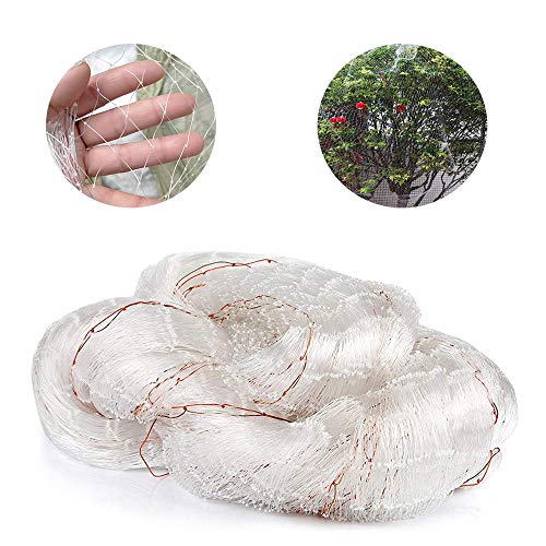 Taarw Bird Netting Anti-Bird Net Mesh Reusable Garden Plant Netting Protect Fruit and Vegetables,Mesh Size 0.2x0.2 Inch,White,35x35m