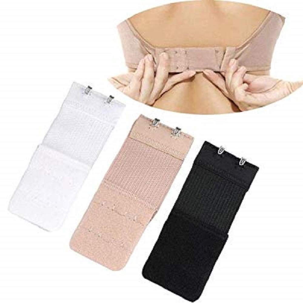 magnusdeal Women's Elastic Lingerie Extenders Bra Band with 3-Hooks 2 Rows (Black and White)-picture-51