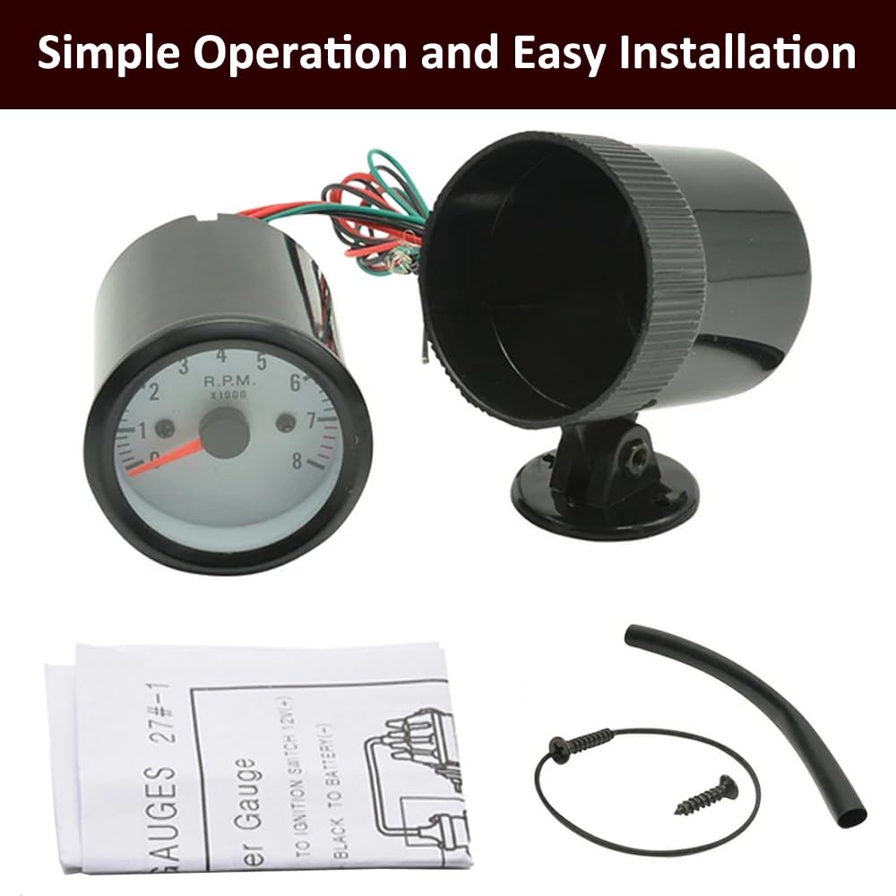 ETOPARS Universelle Kfz Auto Drehzahlmesser 2Zoll 52mm Auto Geschwindigkeitsmesser Messgerät Motor Tachometer Zeiger Anzeige Tacho Blau Lichtanzeige Instrument Tachoanzeige