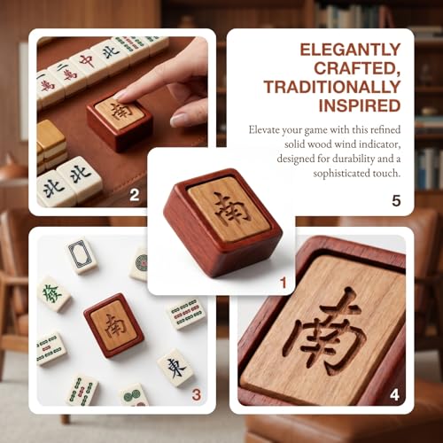 Indicador de viento de Mahjong de madera para juego miniatura 4