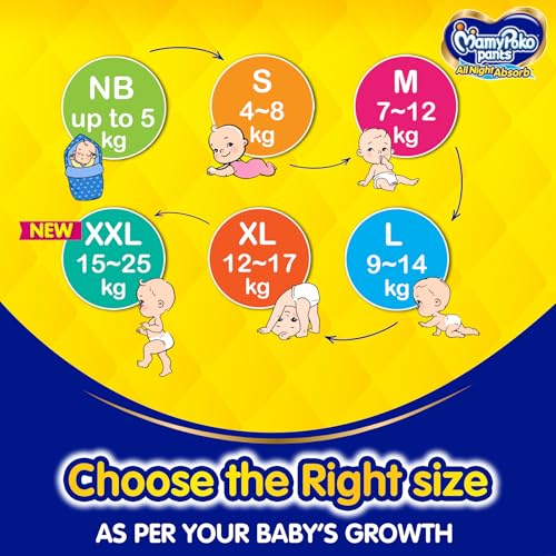 Image of Mamypoko Pants All Night Absorb| Pant Style Baby Diapers Medium Size(M), 70 Count (Pack of 2), Ideal for 7-12Kgs|+50% Wider and Repeated Absorption for All Night 12hr Protection from Leakage, Prevents Heaviness