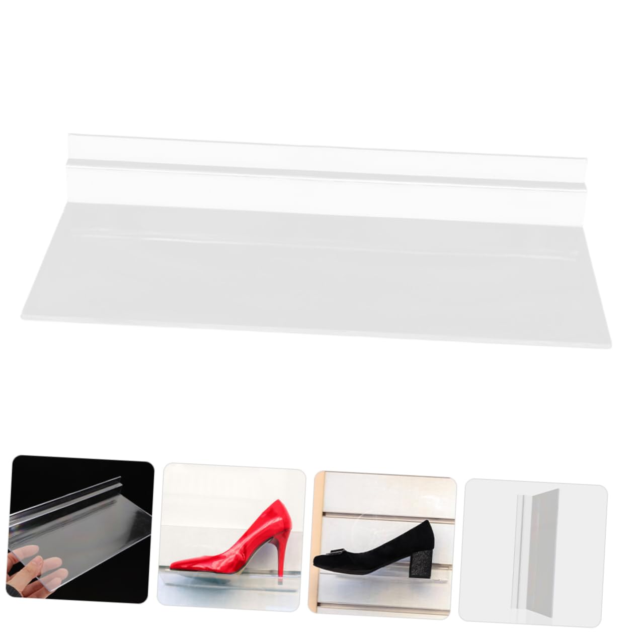OUNONA 2 Hanging Shoe Rack Slatwall Shelves Plastic Retail Store Display Shelves