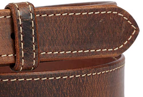 Distressed, Full Grain Leather, Stitched Design Belt, Worn Leather Look, 100% Leather, Made in USA3
